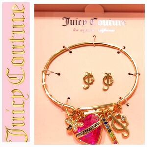 Juicy Couture Logo Heart Charm Bracelet & Earring Set